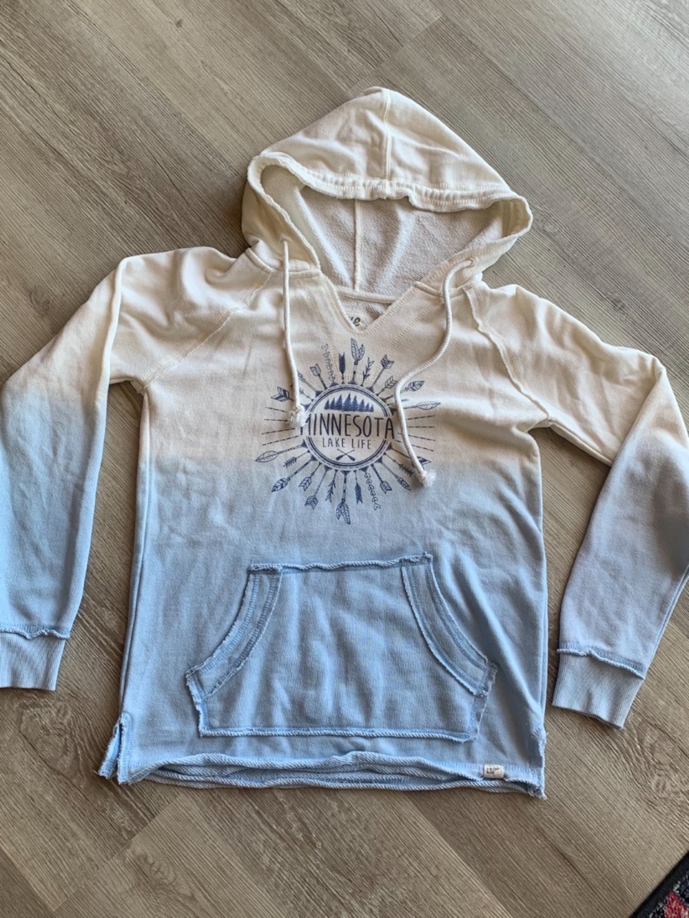 Blue 84 Cream and Light Blue Ombre Hoodie
